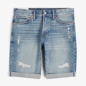 H&M men's slim fit bermuda coupe étroite short cuffed cutoffs